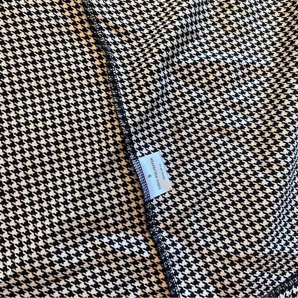 Reclaimed Vintage Double Breasted Houndstooth Trench Coat Small Black White - Picture 5 of 6